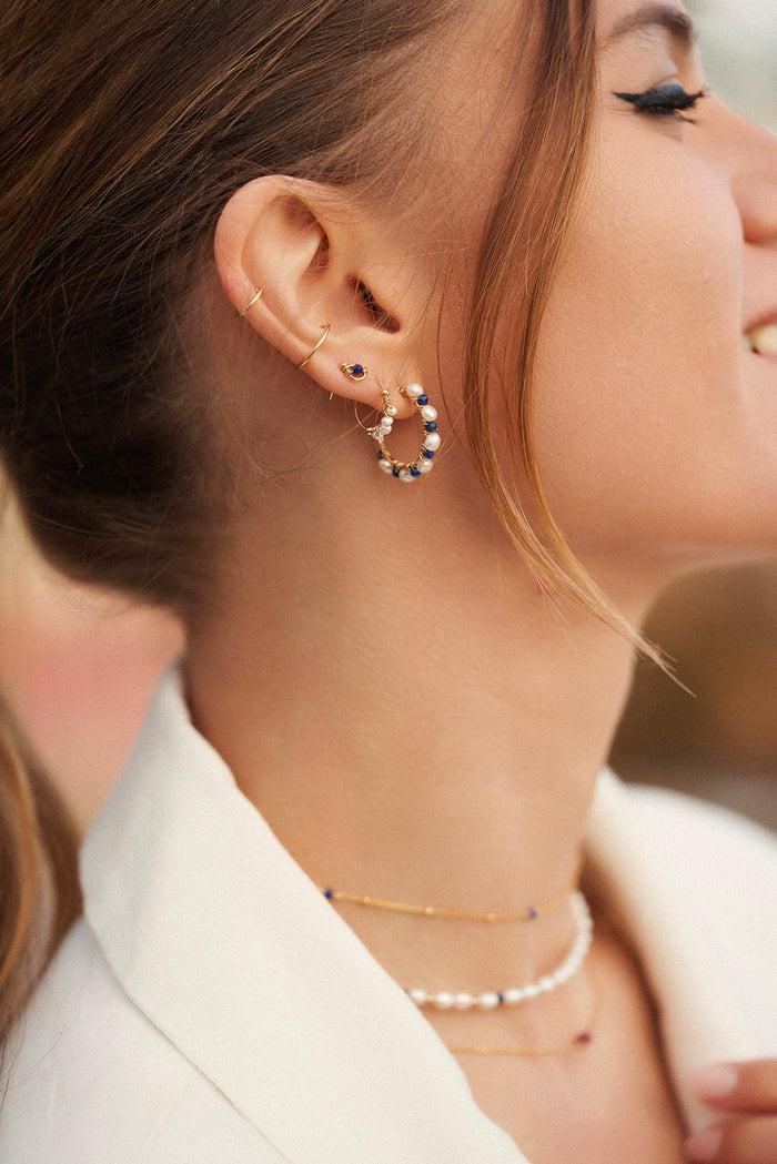Yay Paris Mini Lace Creoles - Cultured Pearls
