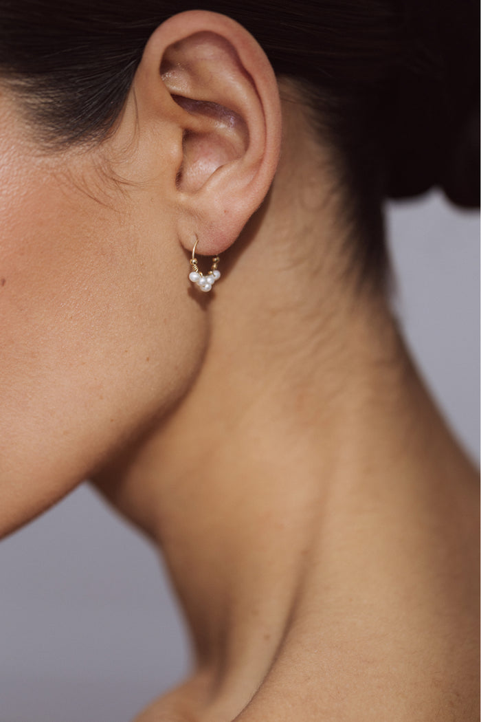 yay paris Mini lace creoles - Cultured pearls