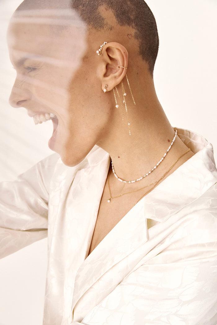 Yay Paris Petal Stud Earrings - Cultured Pearls