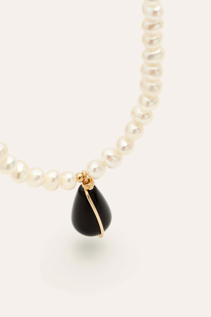 yay paris Poire Necklace - Cultured Pearls & Agate