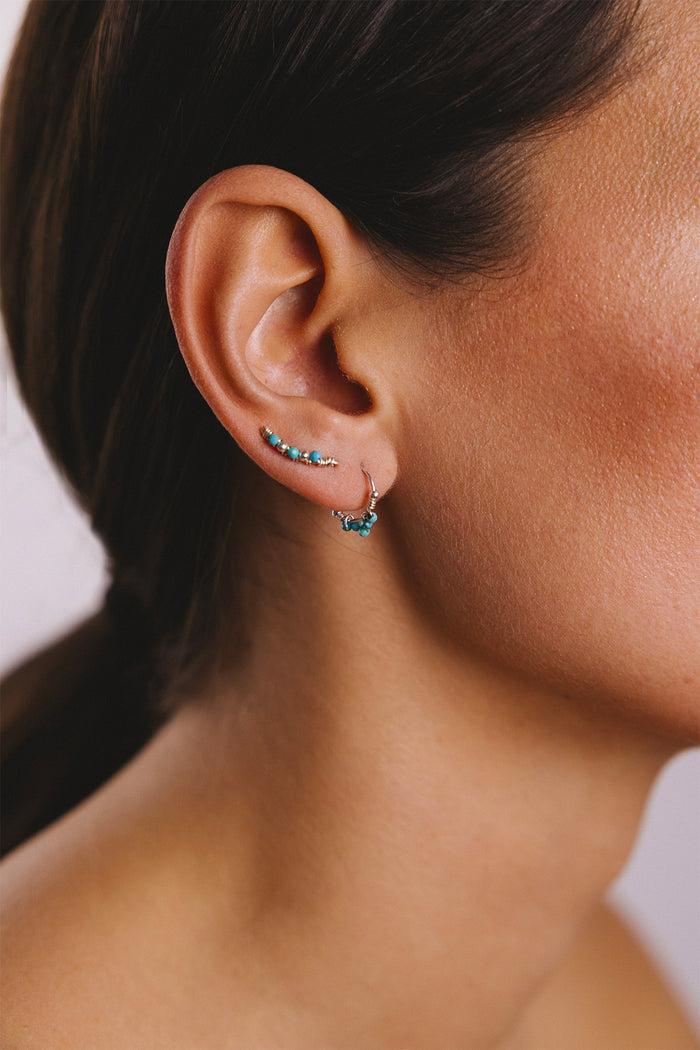 Yay Paris Priya Creoles - Turquoise Silver