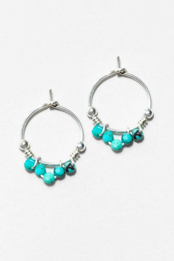 yay paris Priya Creoles - Turquoise Silver