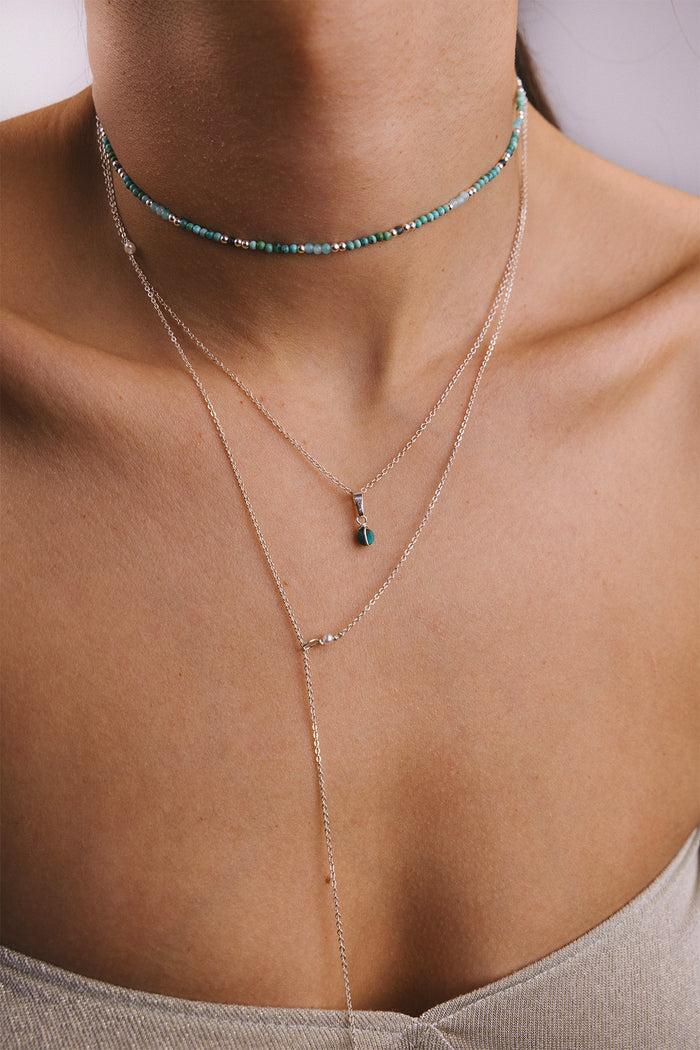 Yay Paris Queen Bracelet-Necklace - Turquoise Silver