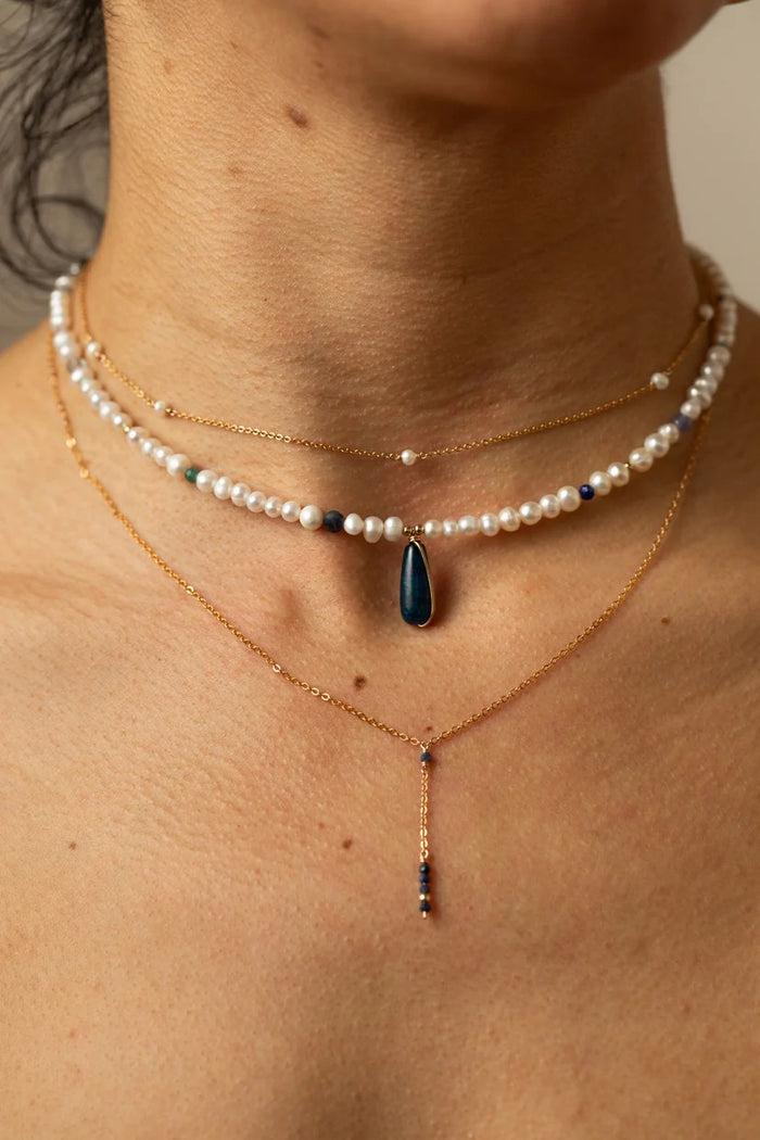 Yay Paris Théa Long Necklace - Sapphire