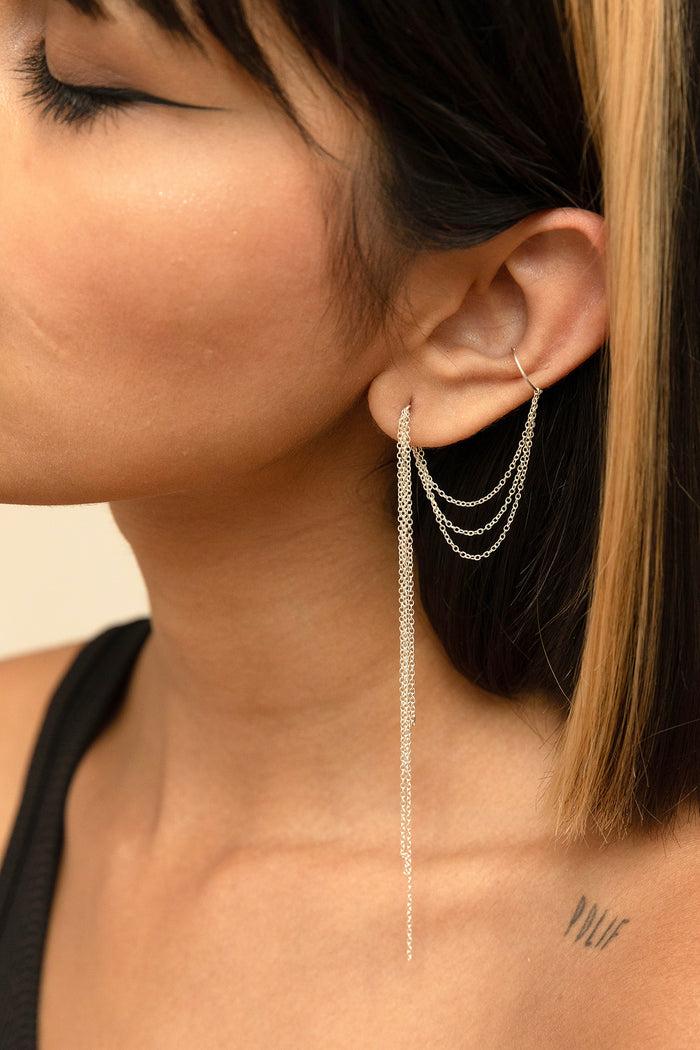 yay paris Triple Chain ear cuff - Silver