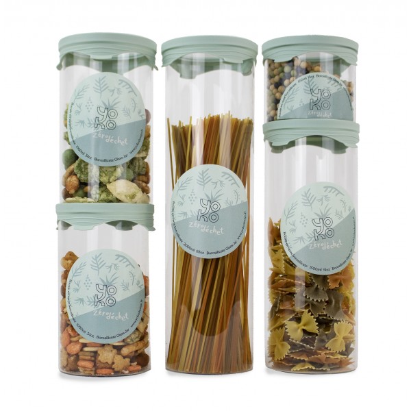 Yoko Design Bocal En Verre Avec Couvercle Silicone - 1000 Ml