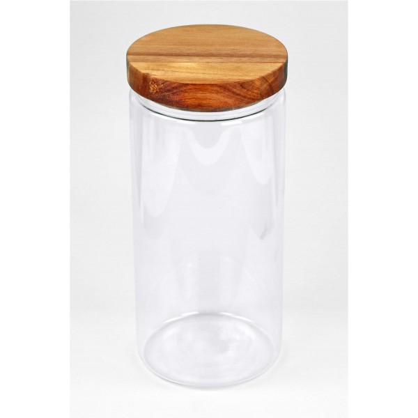 Yoko Design Bocal En Verre Borosilicate - Couvercle Bois Acacia 1900 Ml