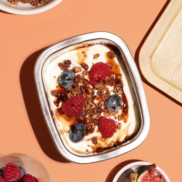 Yoko Design Boite Inox Micro-ondable 450ml - Couvercle Bambou