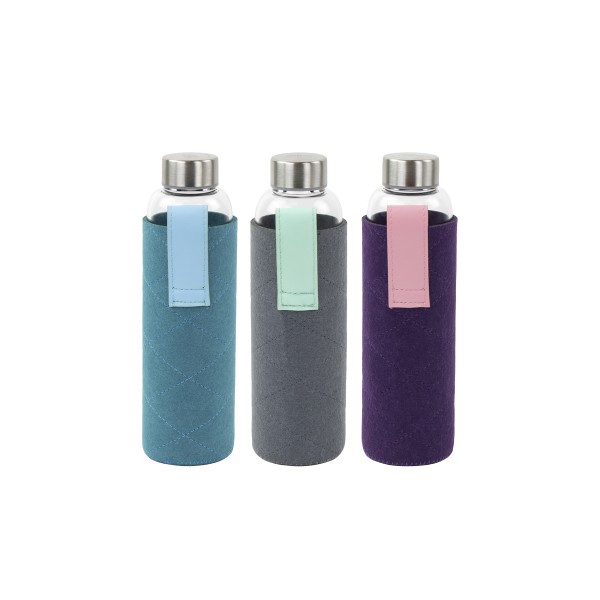 Yoko Design Bouteille En Verre Avec Pochette En Feutrine 550ml Grise