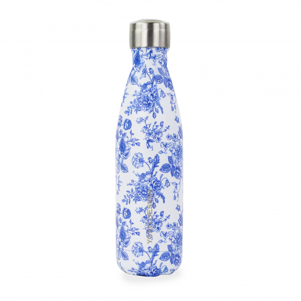 yoko design Bouteille isotherme - 500 ml - Toile de Jouy bleu