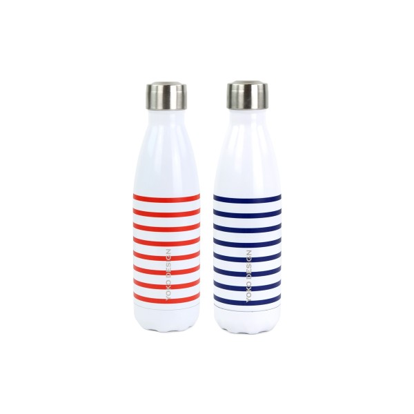 Yoko Design Bouteille Isotherme Marinière Bleue 500ml