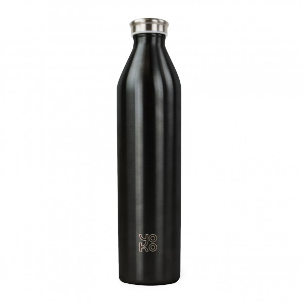 yoko design Bouteille isotherme - noir brillant - grand format - 1 L