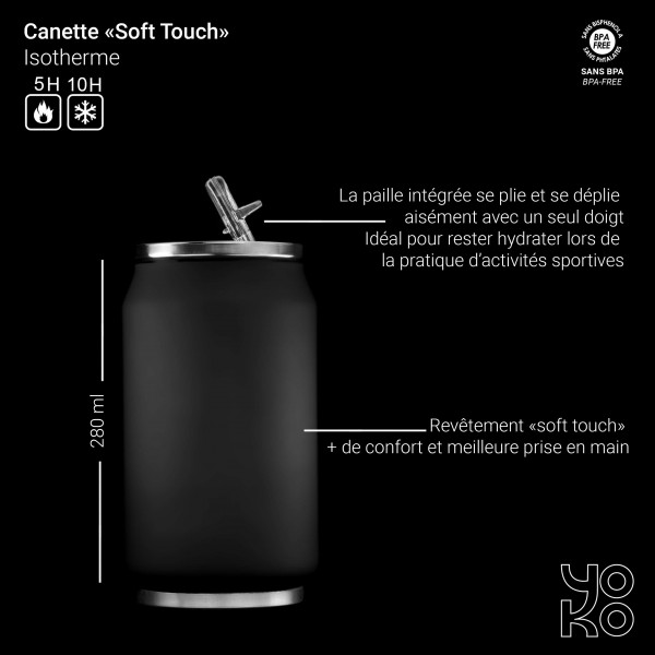 Yoko Design Canette Isotherme Soft Touch Noire 280ml