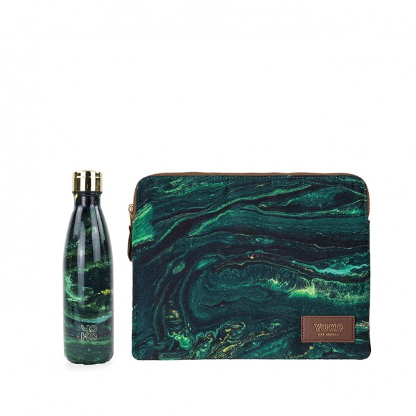 yoko design Duo bouteille isotherme & pochette d'ordinateur - Jupiter