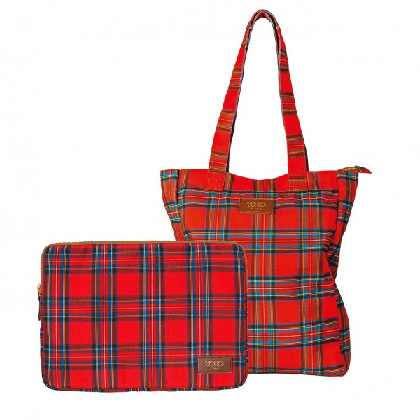 yoko design Duo Tote-bag & pochette d'ordinateur - Tartan
