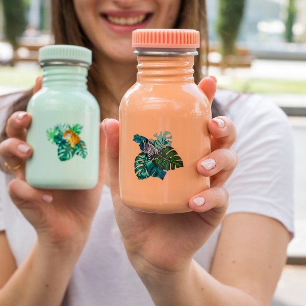 Yoko Design Gourde Simple Paroi 350ml Zebre & Le Bouchon Avec Sa Paille Intégrée