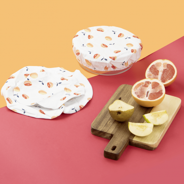 Yoko Design Lot De 3 Couvre-bols Réutilisables En Coton Bio Non Ciré "Fruits"