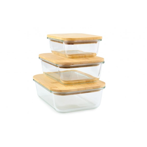 Yoko Design Plat En Verre Avec Couvercle En Bambou 1000 ML