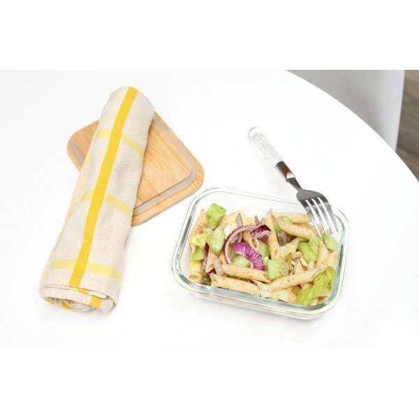 Yoko Design Plat En Verre Avec Couvercle En Bambou 1000 ML