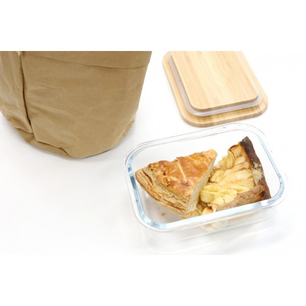 Yoko Design Plat En Verre Avec Couvercle En Bambou 1520 Ml