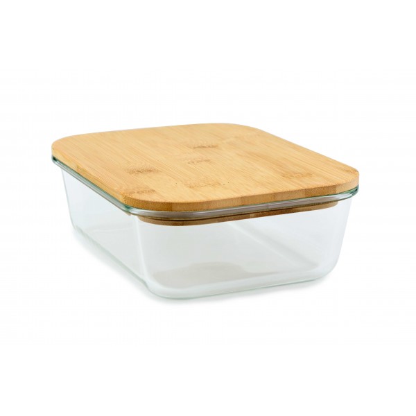 yoko design Plat en verre avec couvercle en bambou 1520 ml