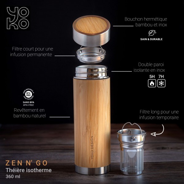 Yoko Design Théière Isotherme Bambou Zen'n'go 350 Ml