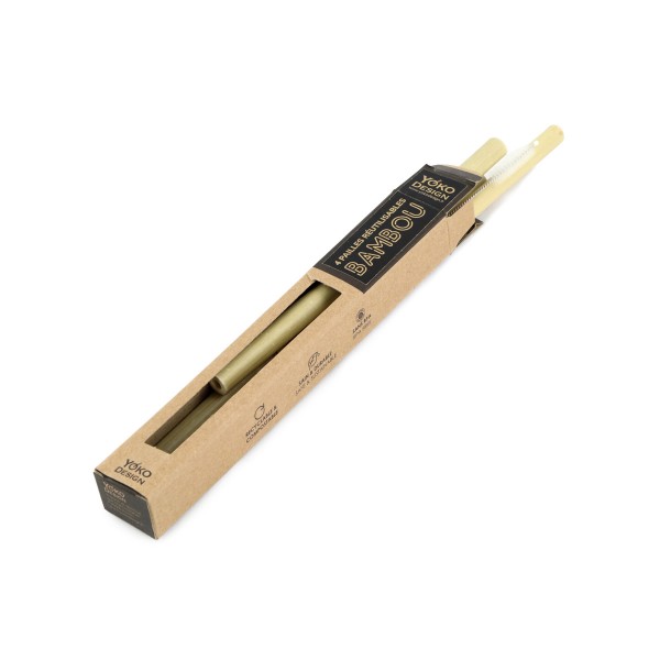 yoko design lot de 4 pailles en bambou