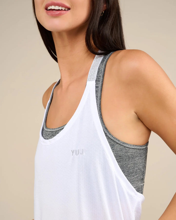 Yuj Paris Débardeur De Yoga Blanc Et Silver LEOTEE - YUJ Paris