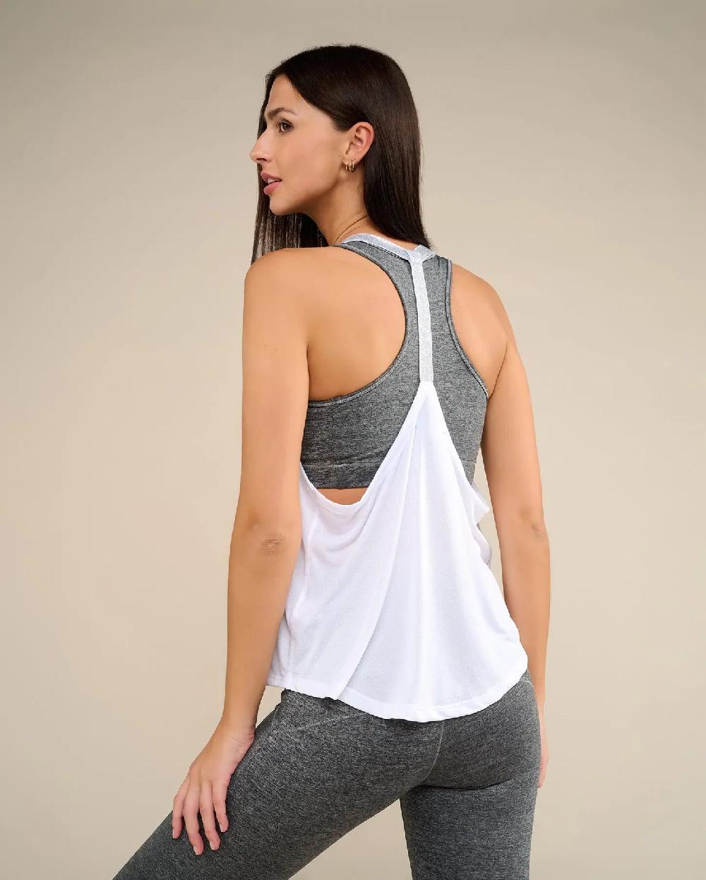 yuj paris Débardeur de yoga blanc et silver LEOTEE - YUJ Paris