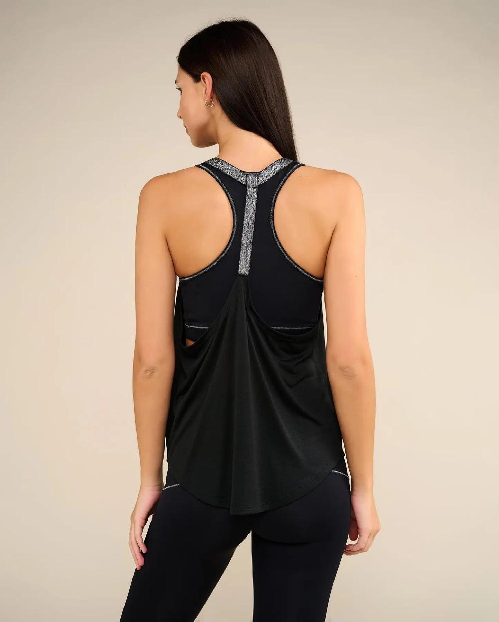 yuj paris Débardeur de yoga noir et silver LEOTEE - YUJ Paris