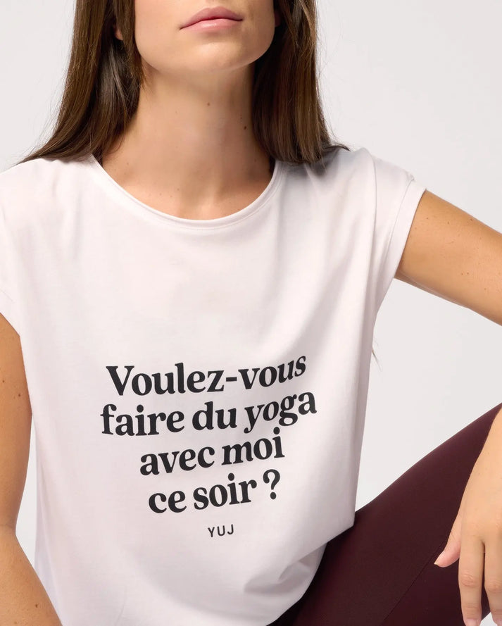 Yuj Paris T-shirt En Coton Blanc "VOULEZ-VOUS ?" - YUJ Paris
