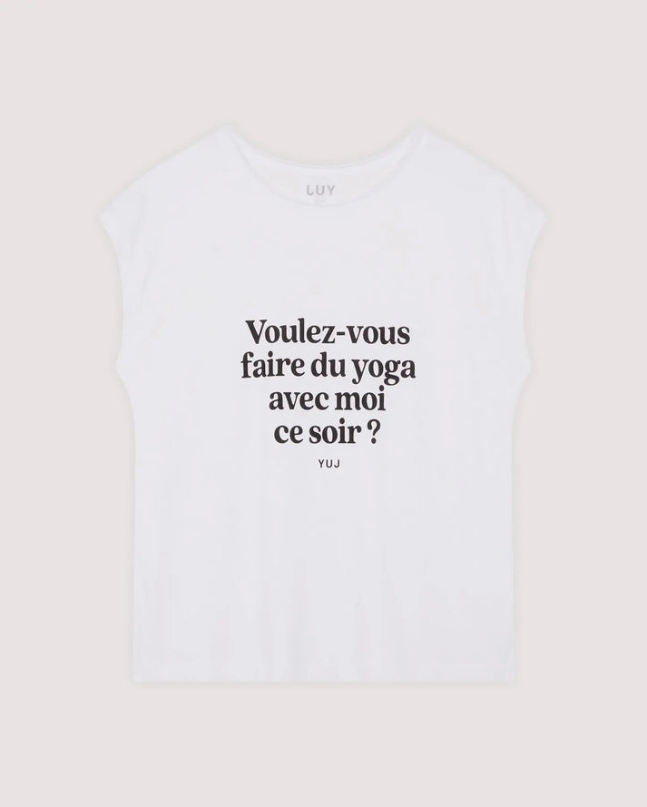 Yuj Paris T-shirt En Coton Blanc "VOULEZ-VOUS ?" - YUJ Paris