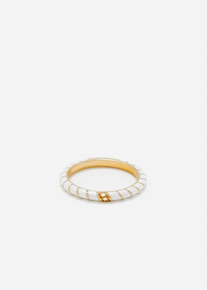 yvonne léon alliance mini torsade email blanc or jaune