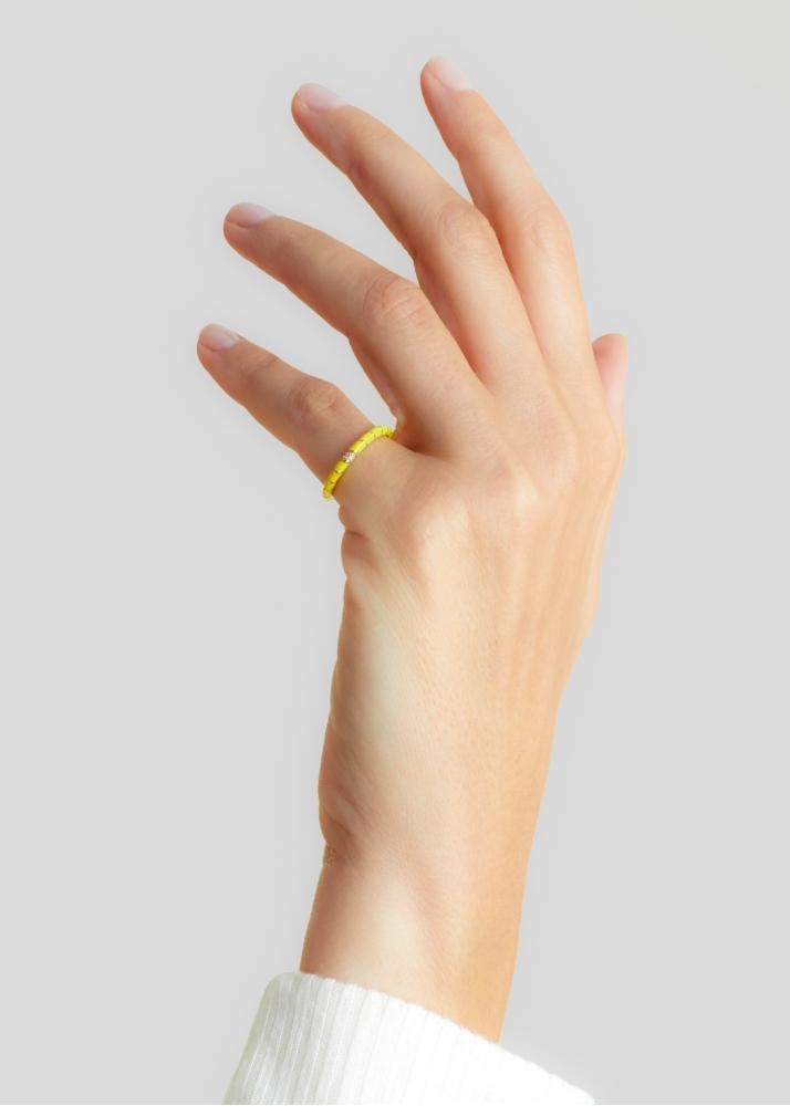 Yvonne Léon Alliance Mini Torsade Email Néon Jaune Or Jaune