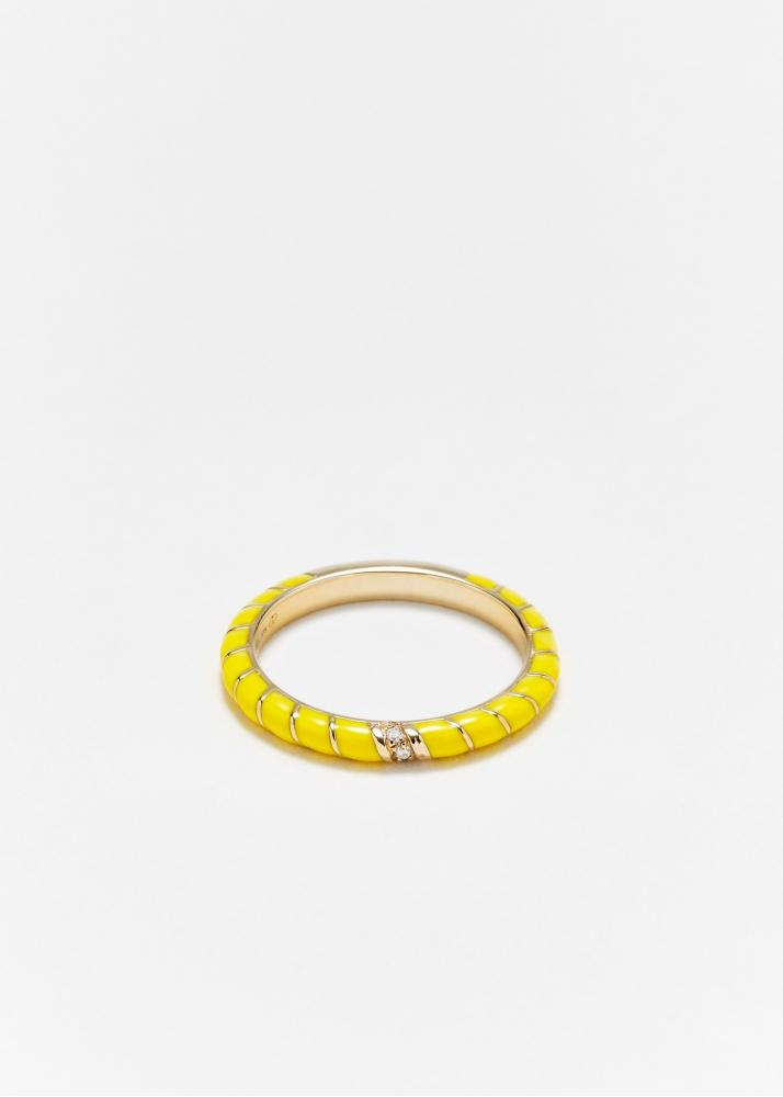 yvonne léon alliance mini torsade email néon jaune or jaune