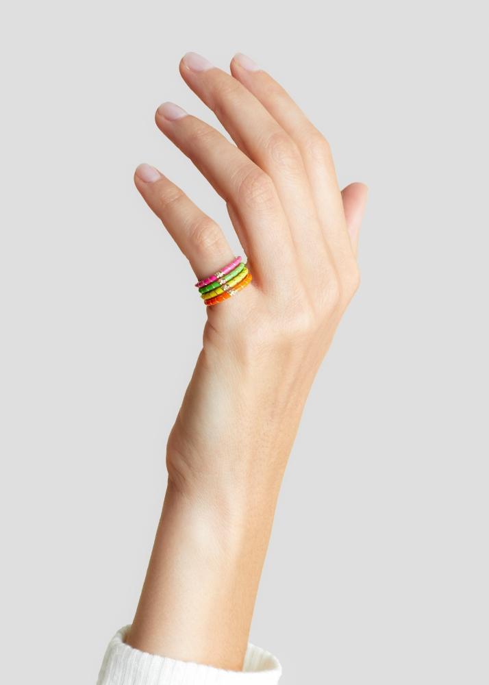 Yvonne Léon Alliance Mini Torsade Email Néon Rose Or Jaune