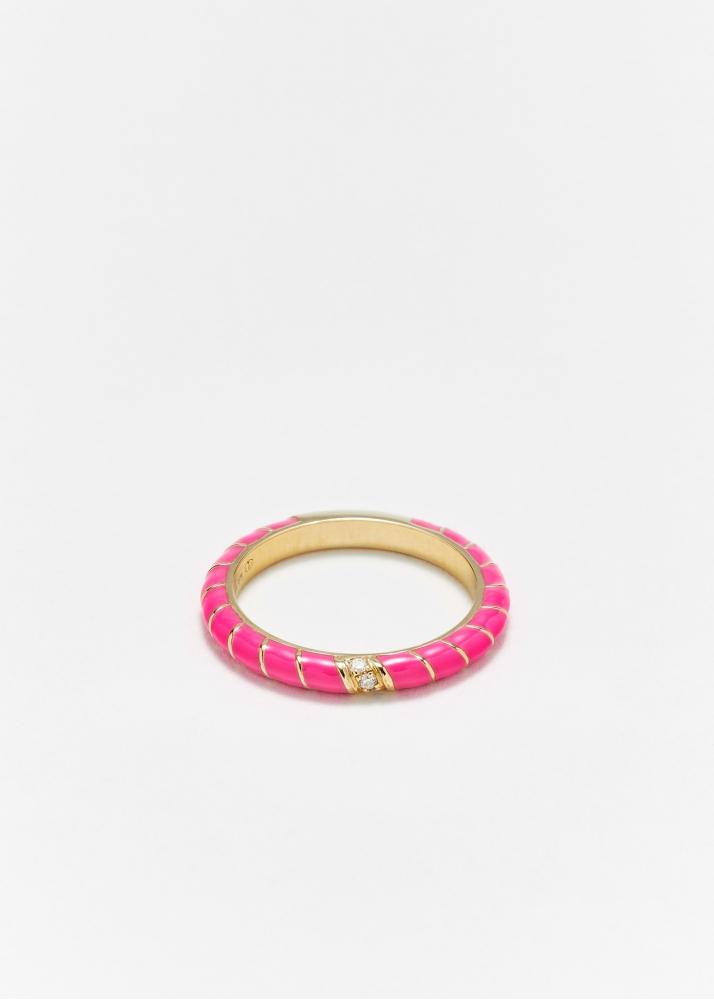 yvonne léon alliance mini torsade email néon rose or jaune