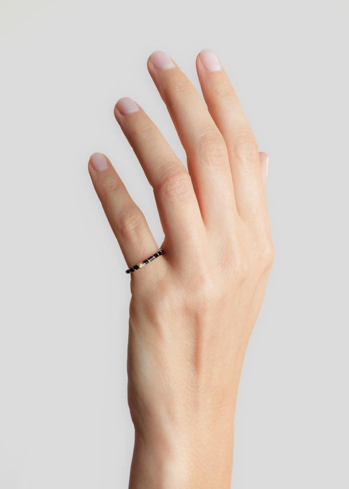 Yvonne Léon Alliance Mini Torsade Email Noir Or Jaune