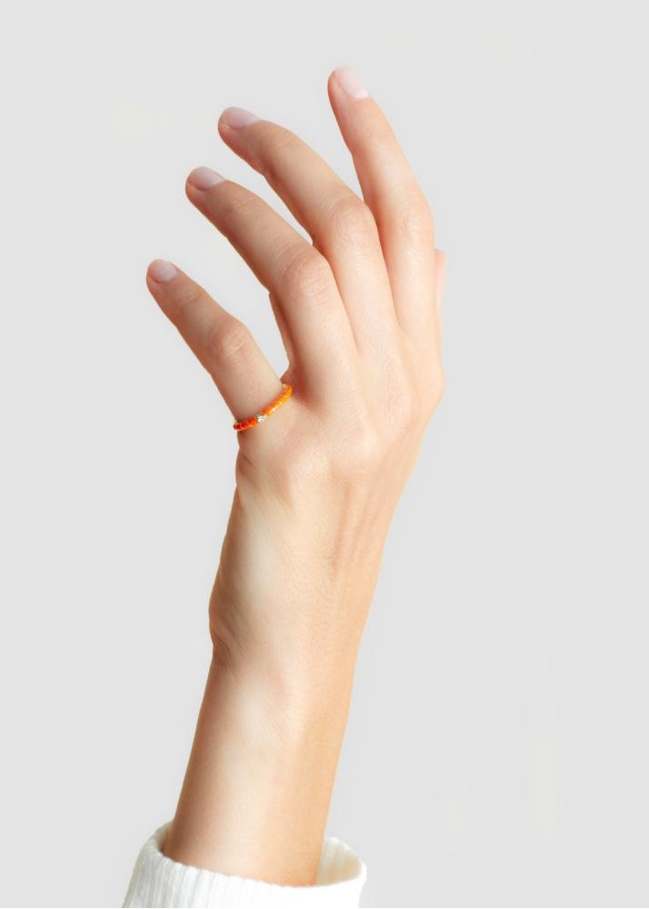 Yvonne Léon Alliance Mini Torsade Email Orange Or Jaune