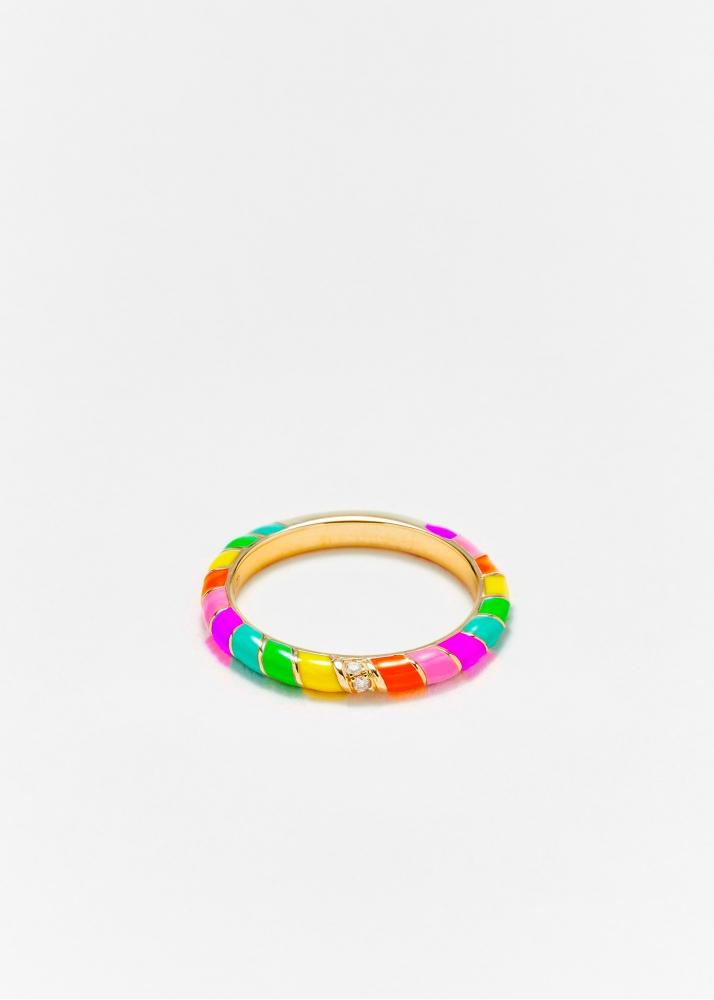 yvonne léon alliance mini torsade email rainbow or jaune