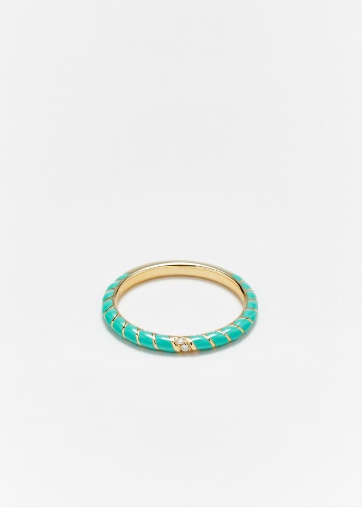 yvonne léon alliance mini torsade email turquoise or jaune