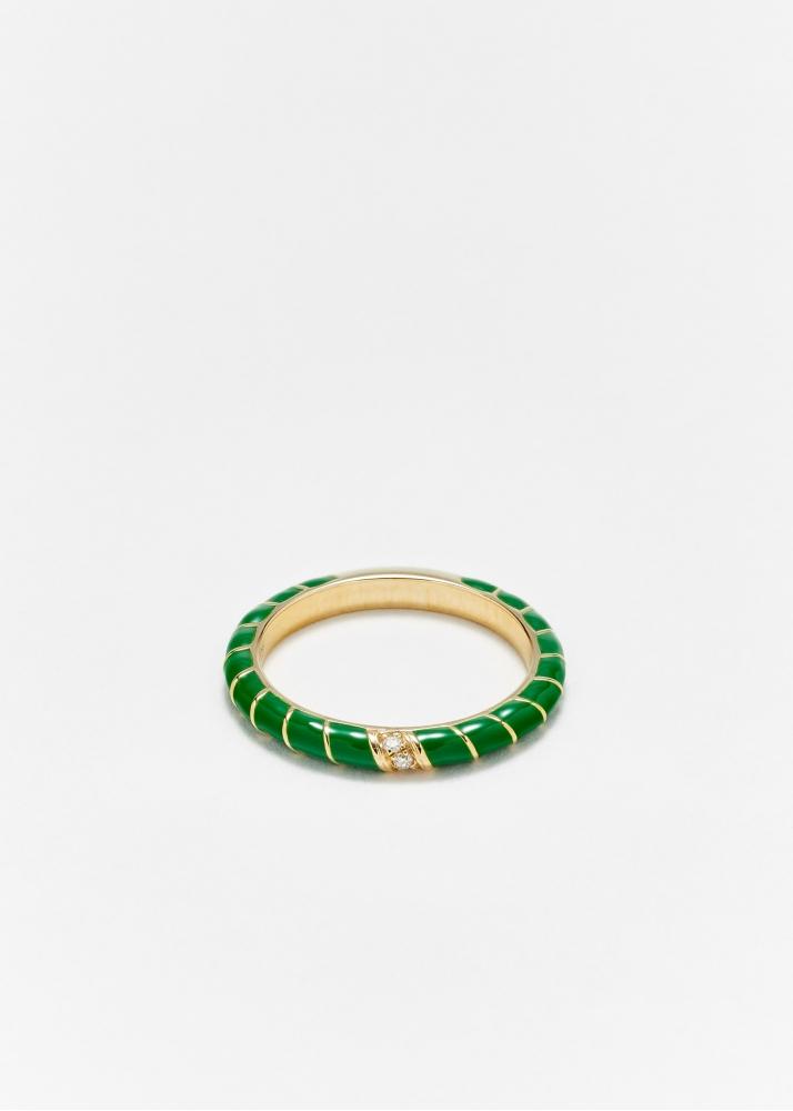 yvonne léon alliance mini torsade email vert or jaune