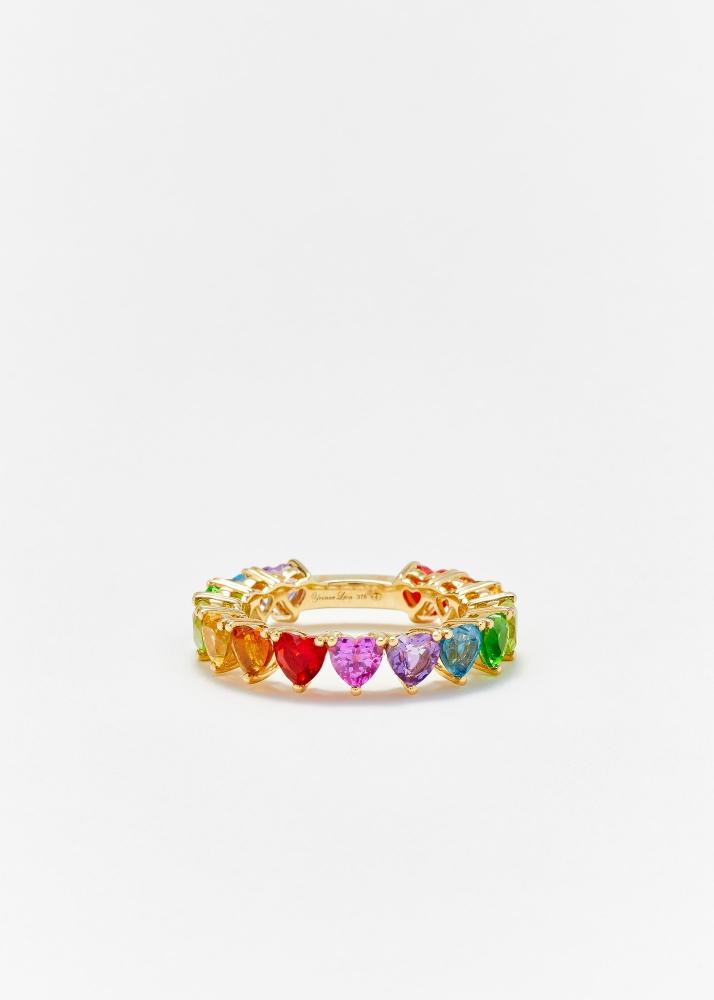 yvonne léon alliance multi coeurs mini rainbow or jaune