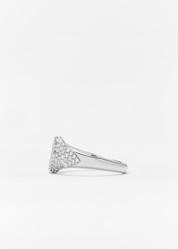 Yvonne Léon Baby Chevalière Coeur Full Diamants Or Blanc