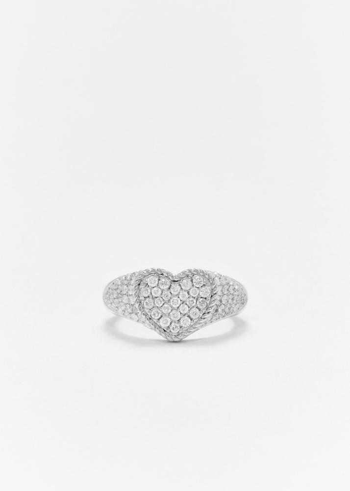 yvonne léon baby chevalière coeur full diamants or blanc