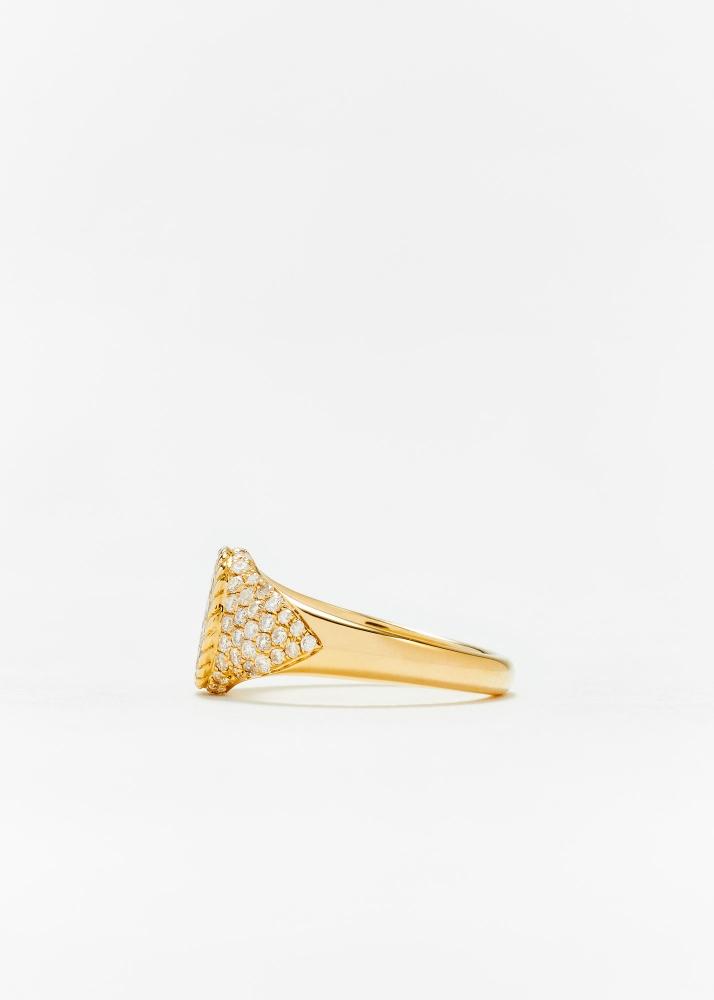 Yvonne Léon Baby Chevalière Coeur Full Diamants Or Jaune