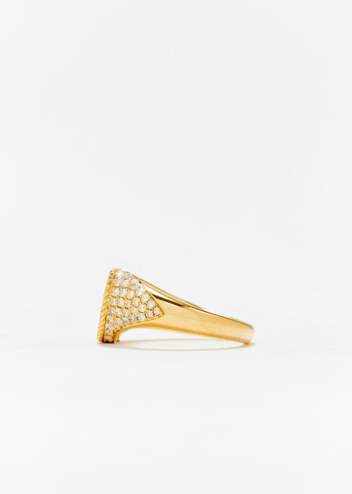 Yvonne Léon Baby Chevalière Ovale Full Diamants Or Jaune