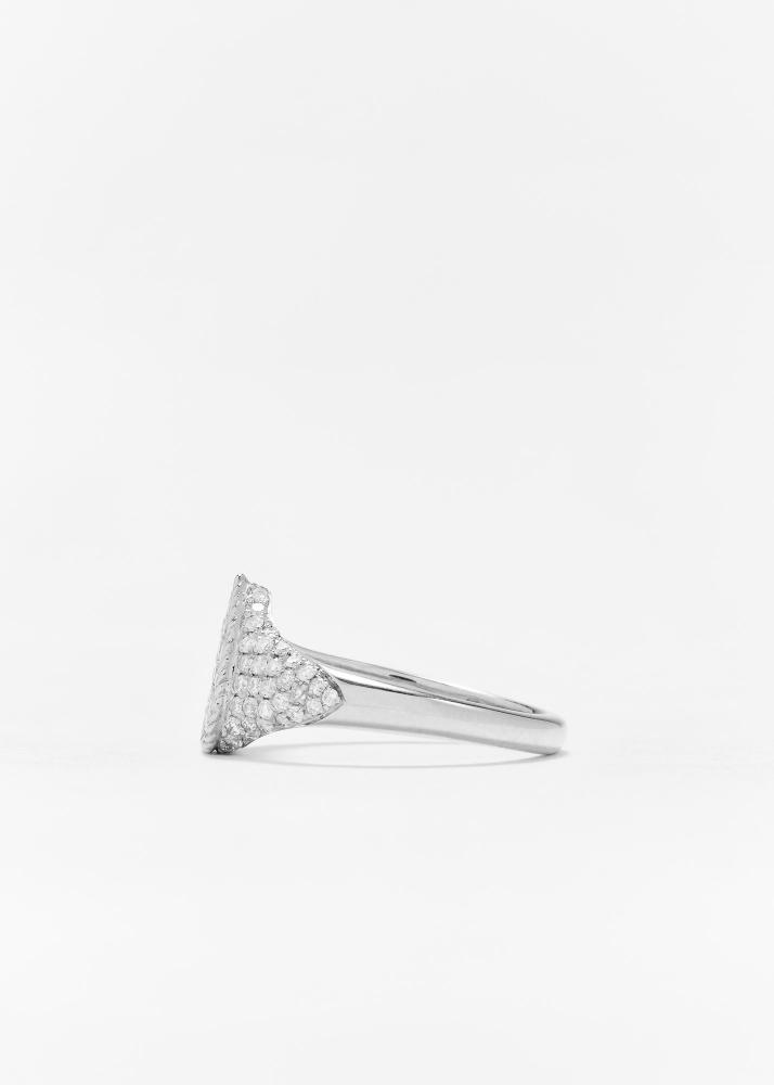 Yvonne Léon Baby Chevalière Poire Full Diamants Or Blanc