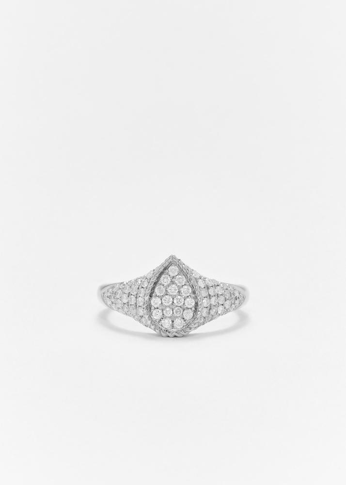 yvonne léon baby chevalière poire full diamants or blanc