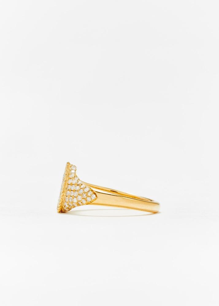 Yvonne Léon Baby Chevalière Poire Full Diamants Or Jaune